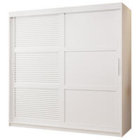 SCHWEBETÜRENSCHRANK 200/180/62 2-türig - Silberfarben/Weiß, Holz/Kunststoff (180/200/62cm) - MÖBEL KRYSPOL