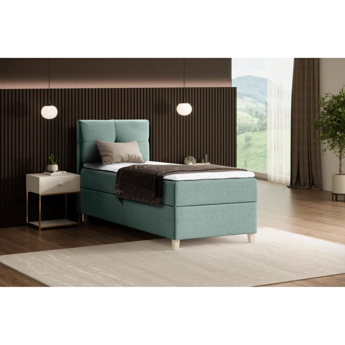 POLSTERBETT Helen Mini 103/206/106 grün - Grün, Holzwerkstoff/Textil (100/200cm) - Beautysofa