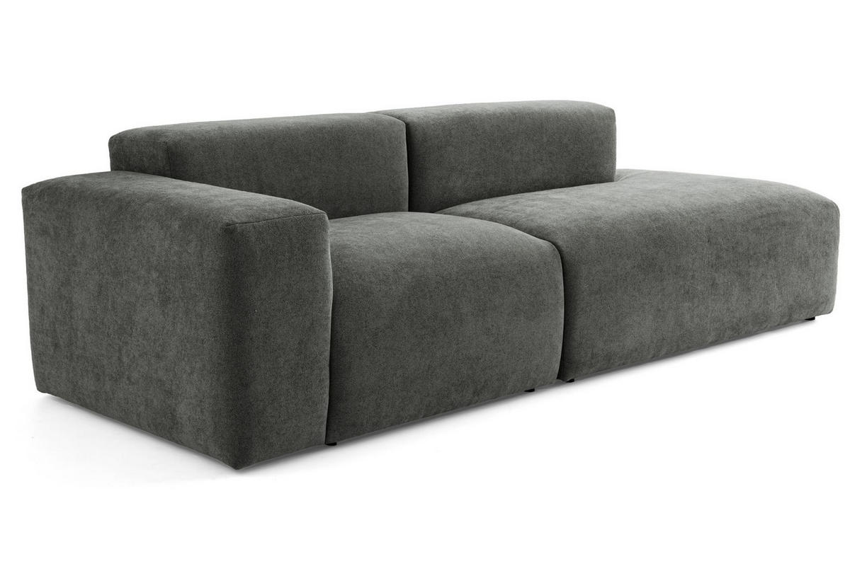 3-SITZER modulares Sofa HEAVEN SET 1 Rechts, Breite 255 cm Webstoff Dunkelgrau - Dunkelgrau/Schwarz, Holz/Kunststoff (102/71/255cm) - Muffo