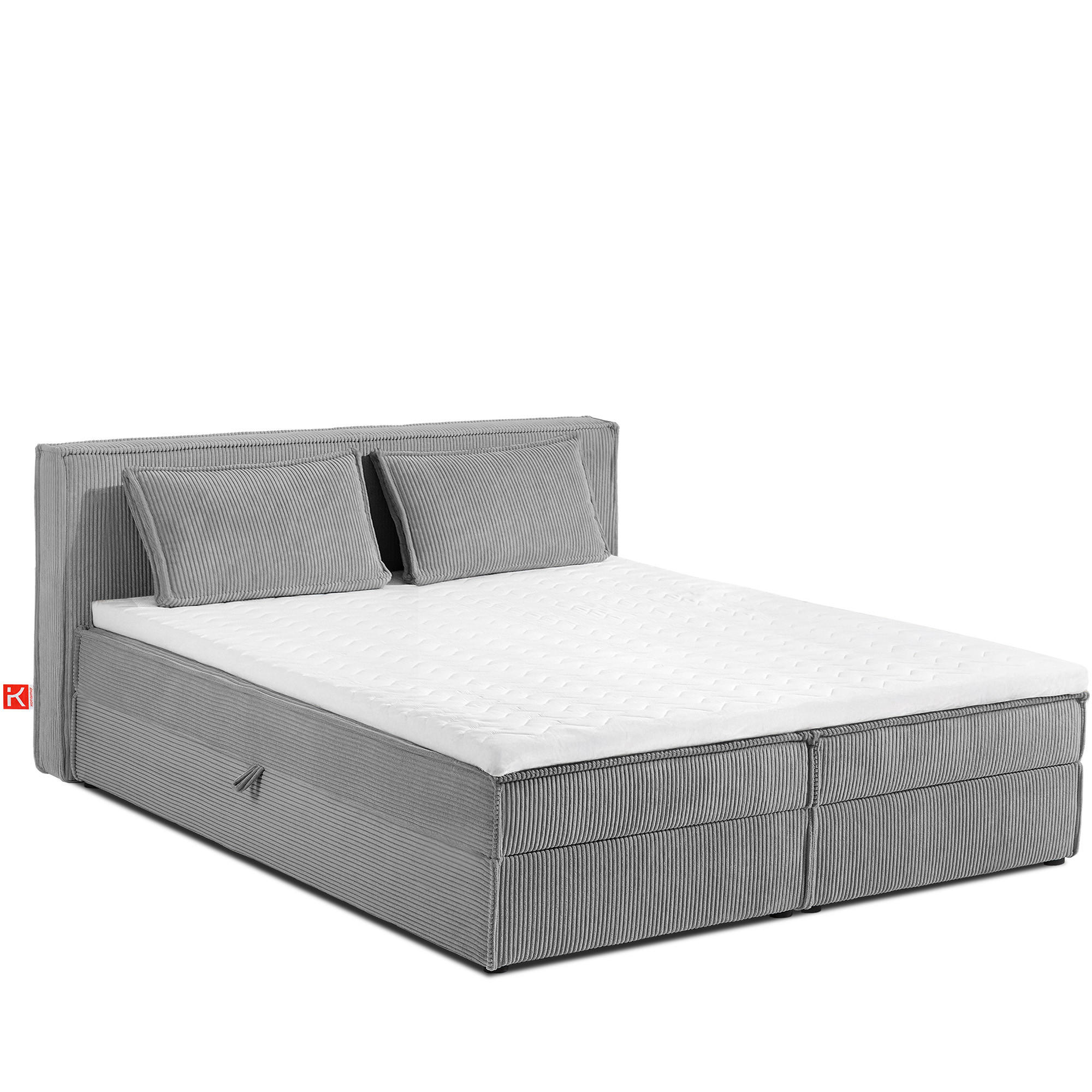 BOXSPRINGBETT ROTI mit Stauraum, hellgrau - Hellgrau/Schwarz, Holz/Holzwerkstoff (180/200cm) - KONSIMO®