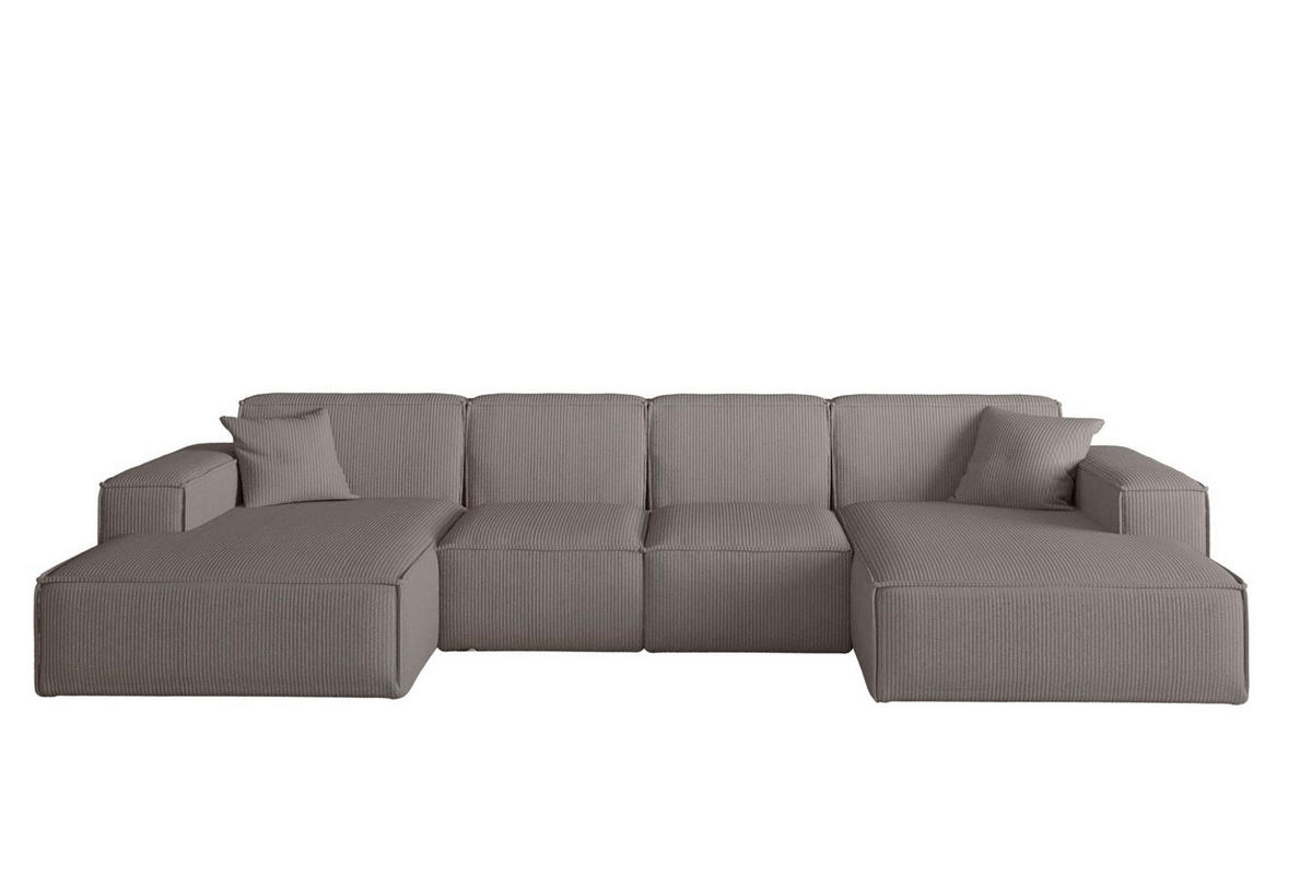 WOHNLANDSCHAFT Celes Premium Xs Scala - Taupe, Holzwerkstoff/Textil (342/73/165cm) - Fun Möbel
