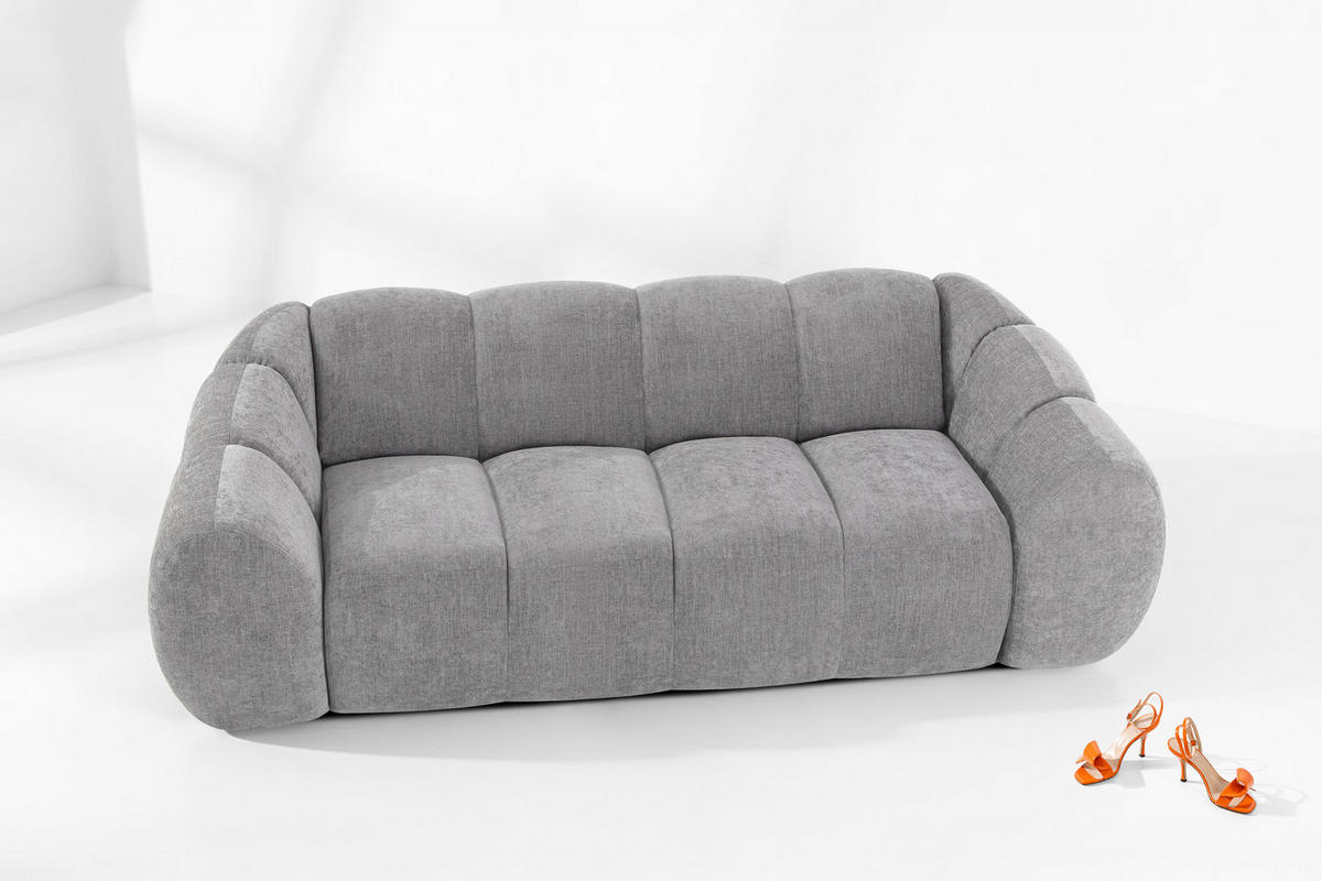 3-SITZER SOFA FLAVA, hell Aschgrau - Hellgrau, Holz/Holzwerkstoff (240/76/100cm) - KONSIMO®
