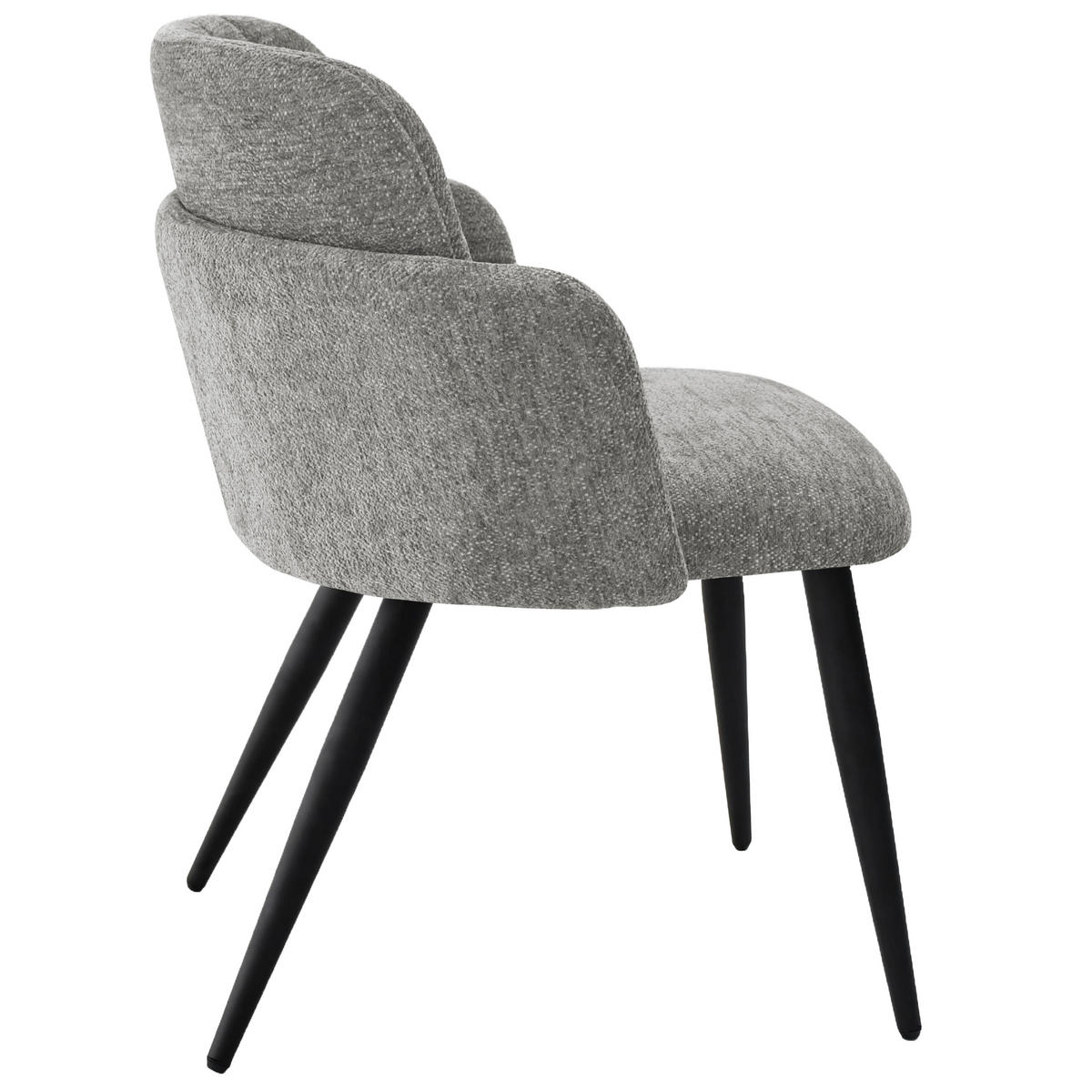 ARMLEHNENSTUHL Velto im Bouclestoff mit Metallbeinen, Hellgrau - Hellgrau/Schwarz, Metall (55/77/51cm) - Beautysofa