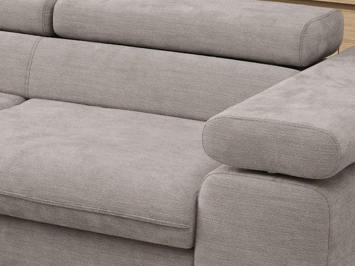 ECKSOFA PABLO L Hellgrau Schenille glatt - Links Seite - Hellgrau/Schwarz, Textil/Metall (208/273cm) - MKS