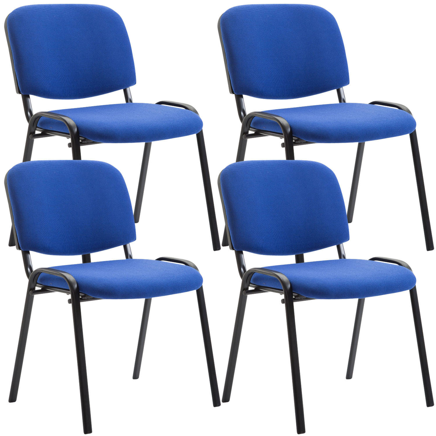 BESUCHERSTUHL Keen, 4er Set mit Stoffbezug, Gestell Schwarz / Bezug Blau - Blau/Schwarz, Textil/Metall (53/83/53cm) - TPFLiving