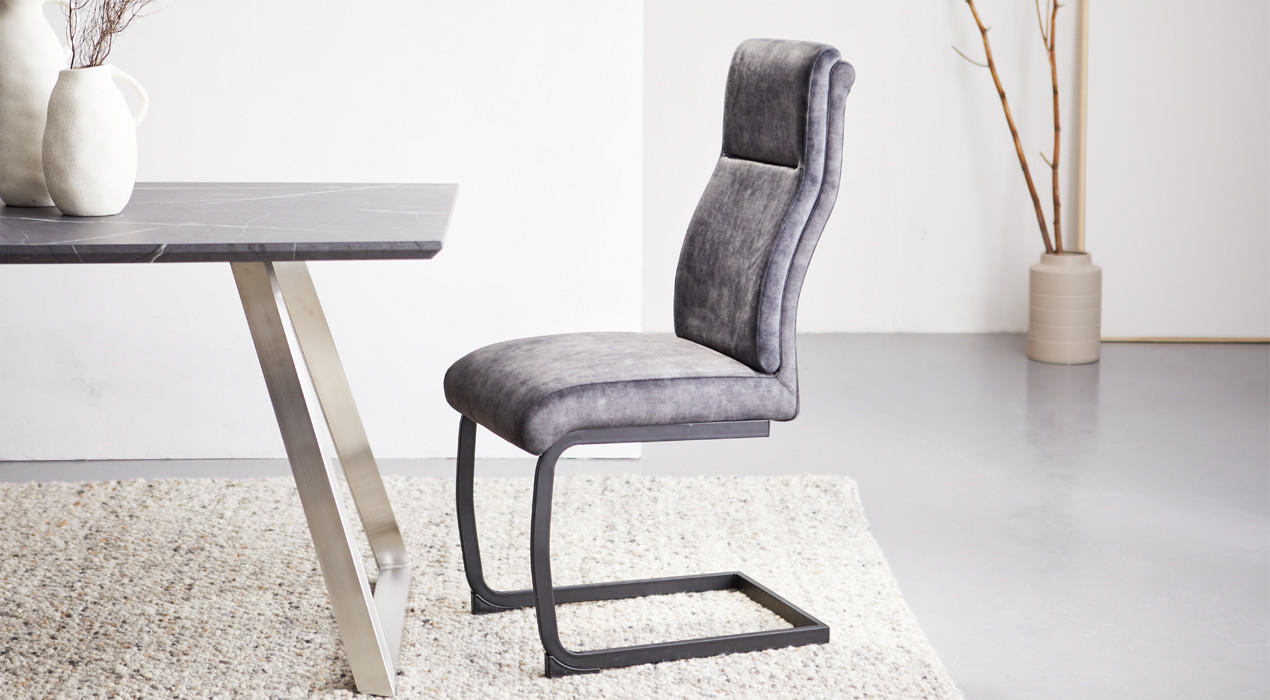 Schwingstuhl Samt Grau