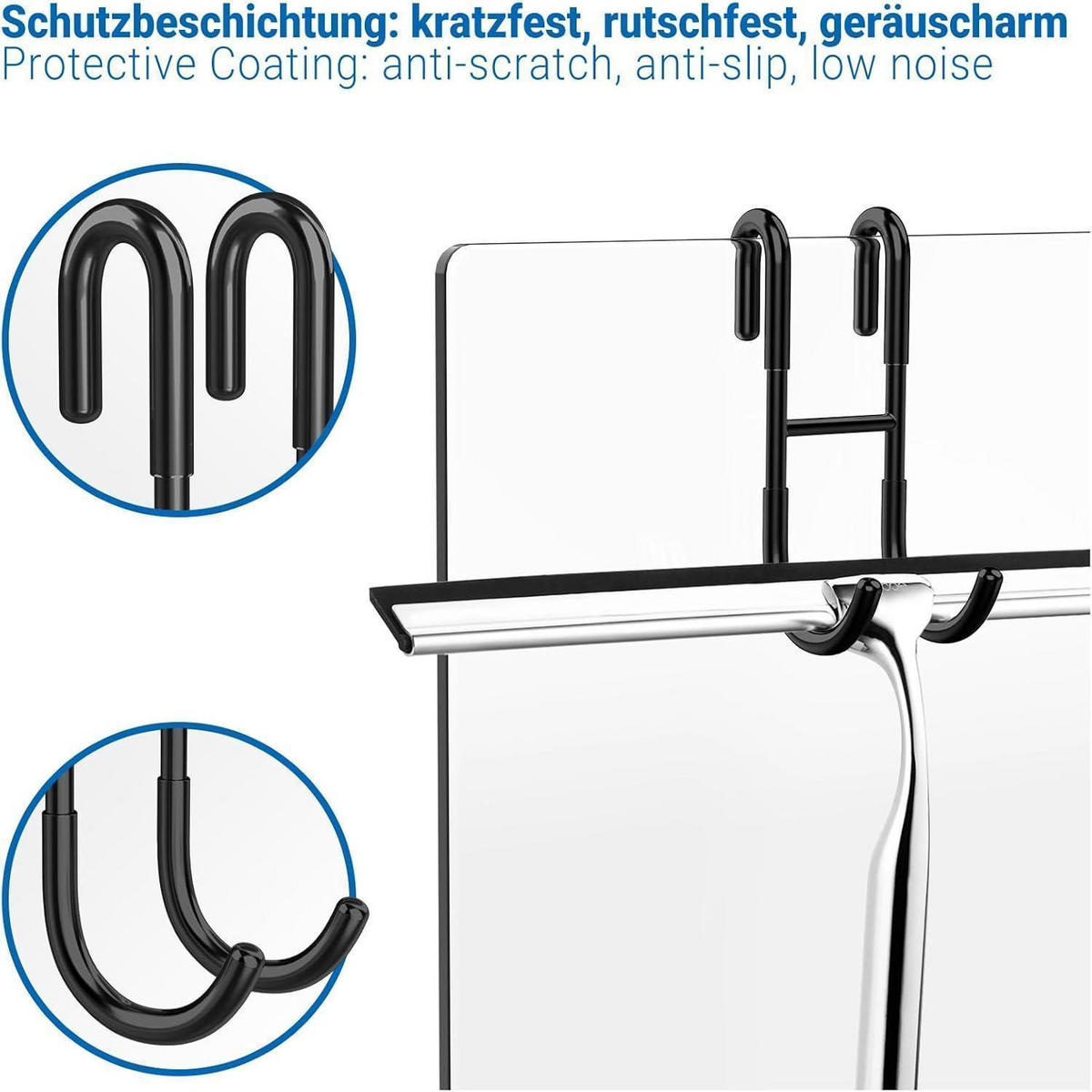 DUSCHHAKEN 2er Set Schwarz Edelstahl - Schwarz, Metall (5/3/12cm)