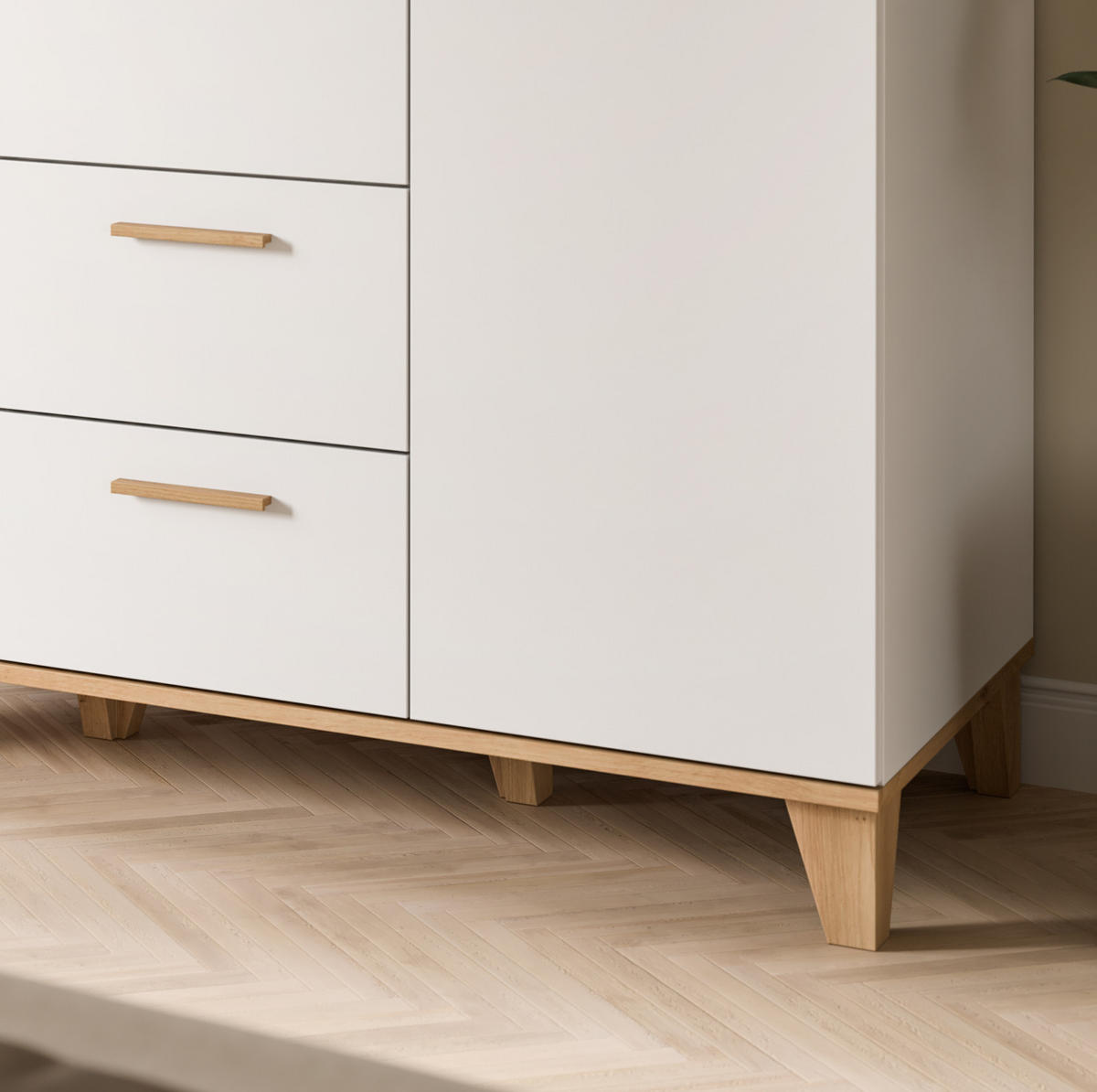 KLEIDERSCHRANK in weiß, Eiche Artsian 122 x 194 cm, Drehtürenschrank 3-türig skandinavisch - Eichefarben/Weiß, Holzwerkstoff (122/198/51cm) - Inn.Furn