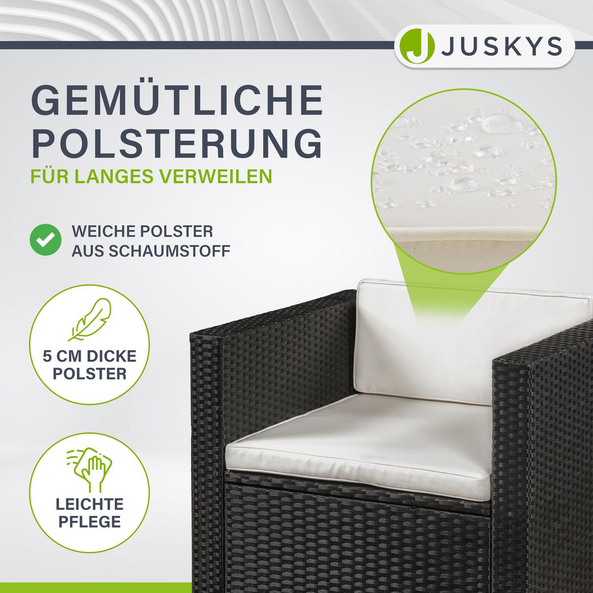 LOUNGEGARNITUR Punta Cana 4-tlg. - Creme/Schwarz, Kunststoff - Juskys