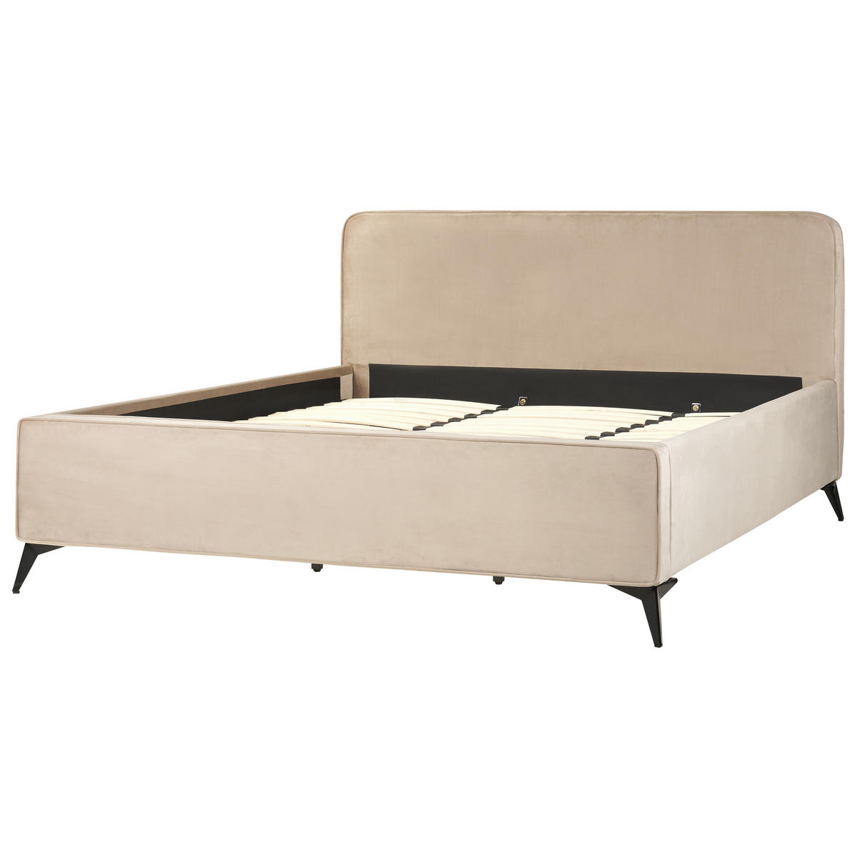 POLSTERBETT mit Lattenrost 180/200 cm Beige Valognes - Taupe, Textil (180/200cm) - Beliani