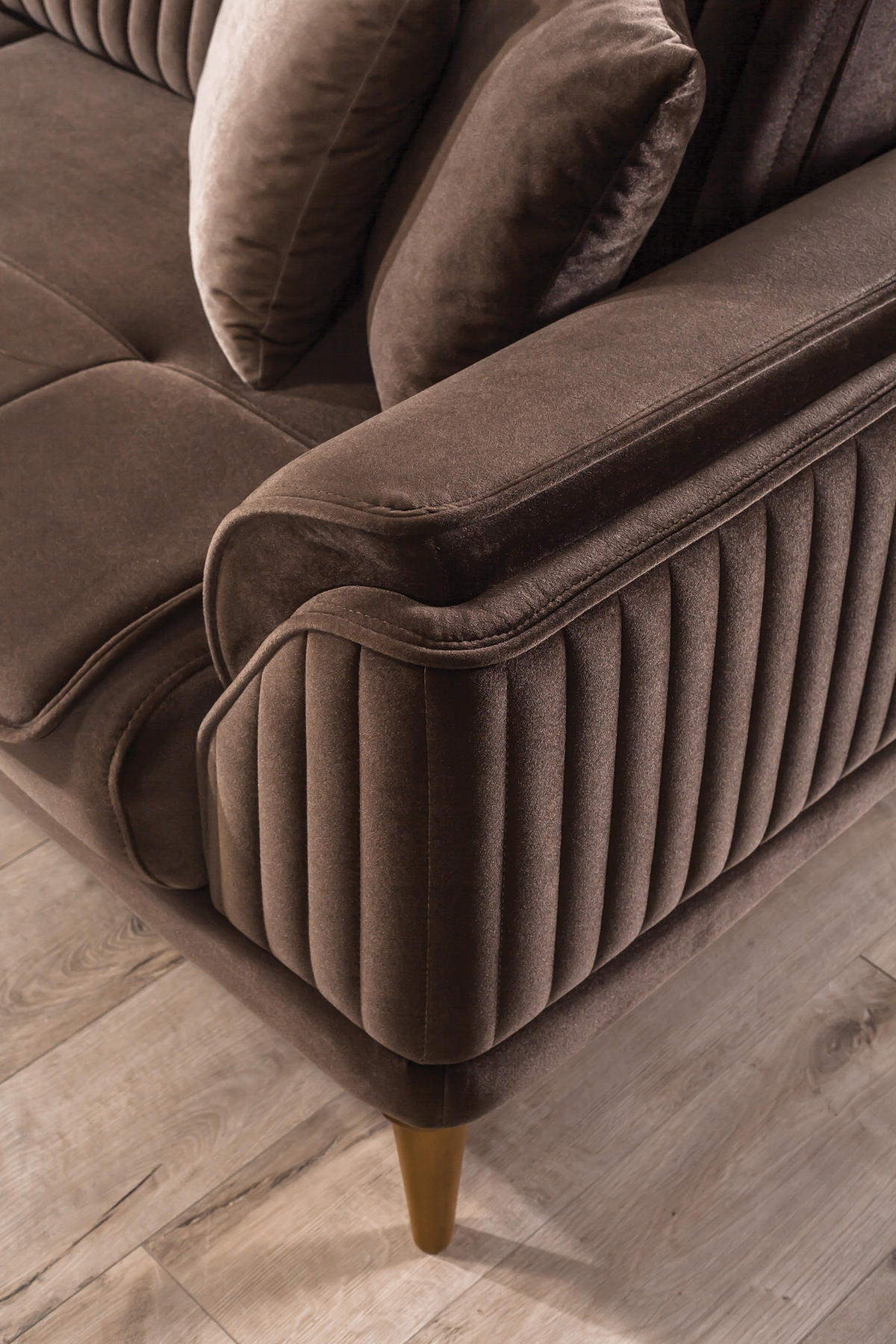 3 Sitzer SOFA Bond Samt Braun - Braun, Holz/Textil (230/85/100cm) - Villa Möbel