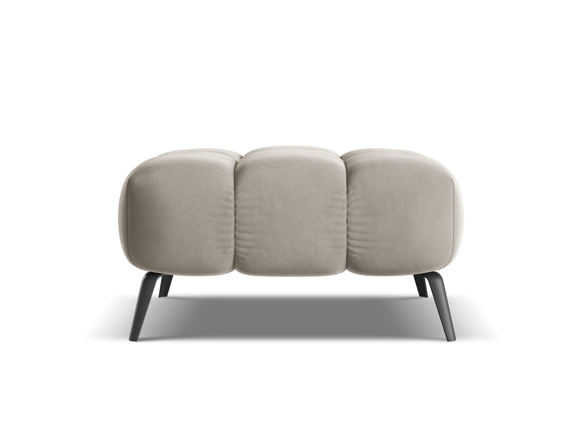 POUF Samt Stoff Grau - Taupe/Schwarz, Textil/Metall (78/41/60cm) - Makamii