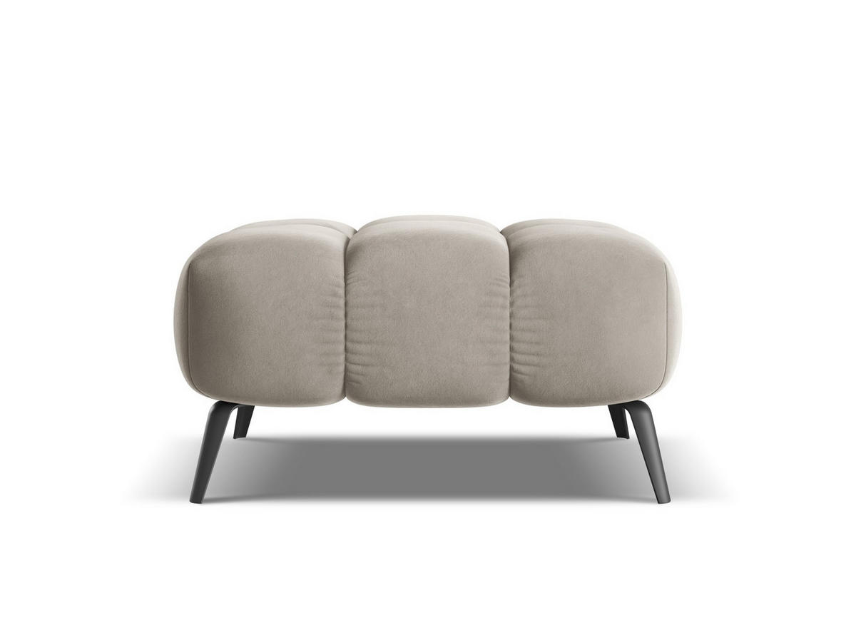 POUF Samt Stoff Grau - Taupe/Schwarz, Textil/Metall (78/41/60cm) - Makamii