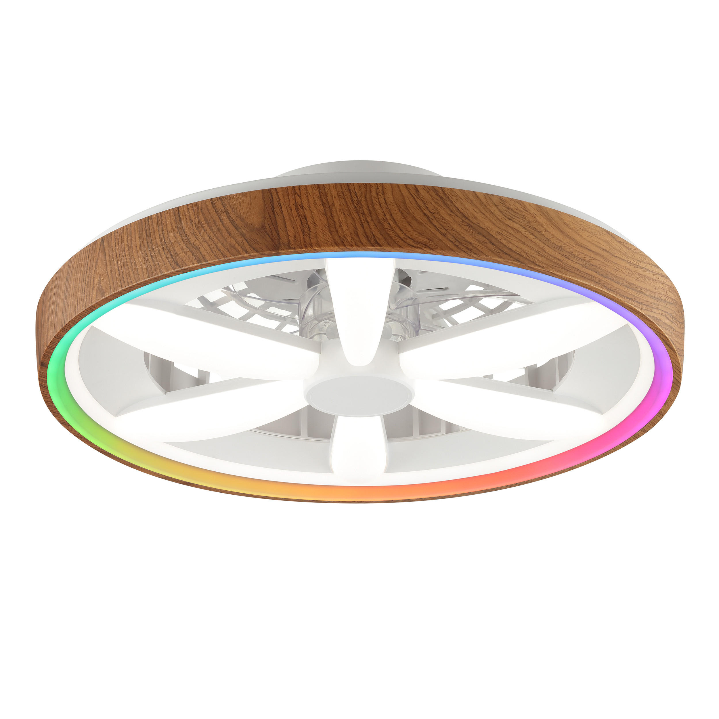LED DECKENLEUCHTE Gaiano Weiß/Holz 48/48/16 cm - Multicolor, Metall (48/48/16cm) - Brilliant