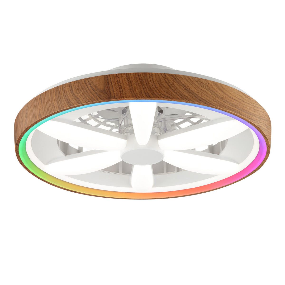 LED DECKENLEUCHTE Gaiano Weiß/Holz 48/48/16 cm - Multicolor, Metall (48/48/16cm) - Brilliant