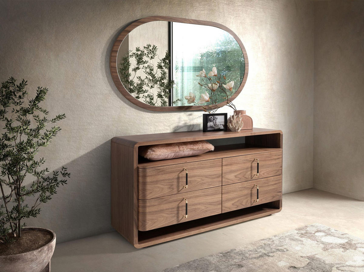 KOMMODE aus Nussbaum und PVC 120/43/75 cm - Goldfarben/Nussbaumfarben, Holz/Holzwerkstoff (120/75/43cm) - ANGEL CERDA