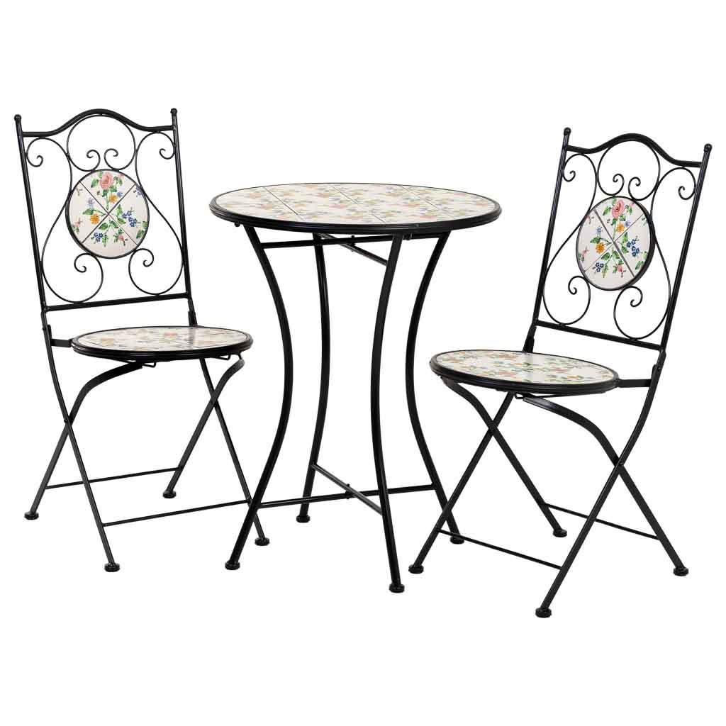 TISCH und STÜHLE, schwarz, 60x75x38cm, 3-tlg. - Schwarz, Metall - Wanderlust