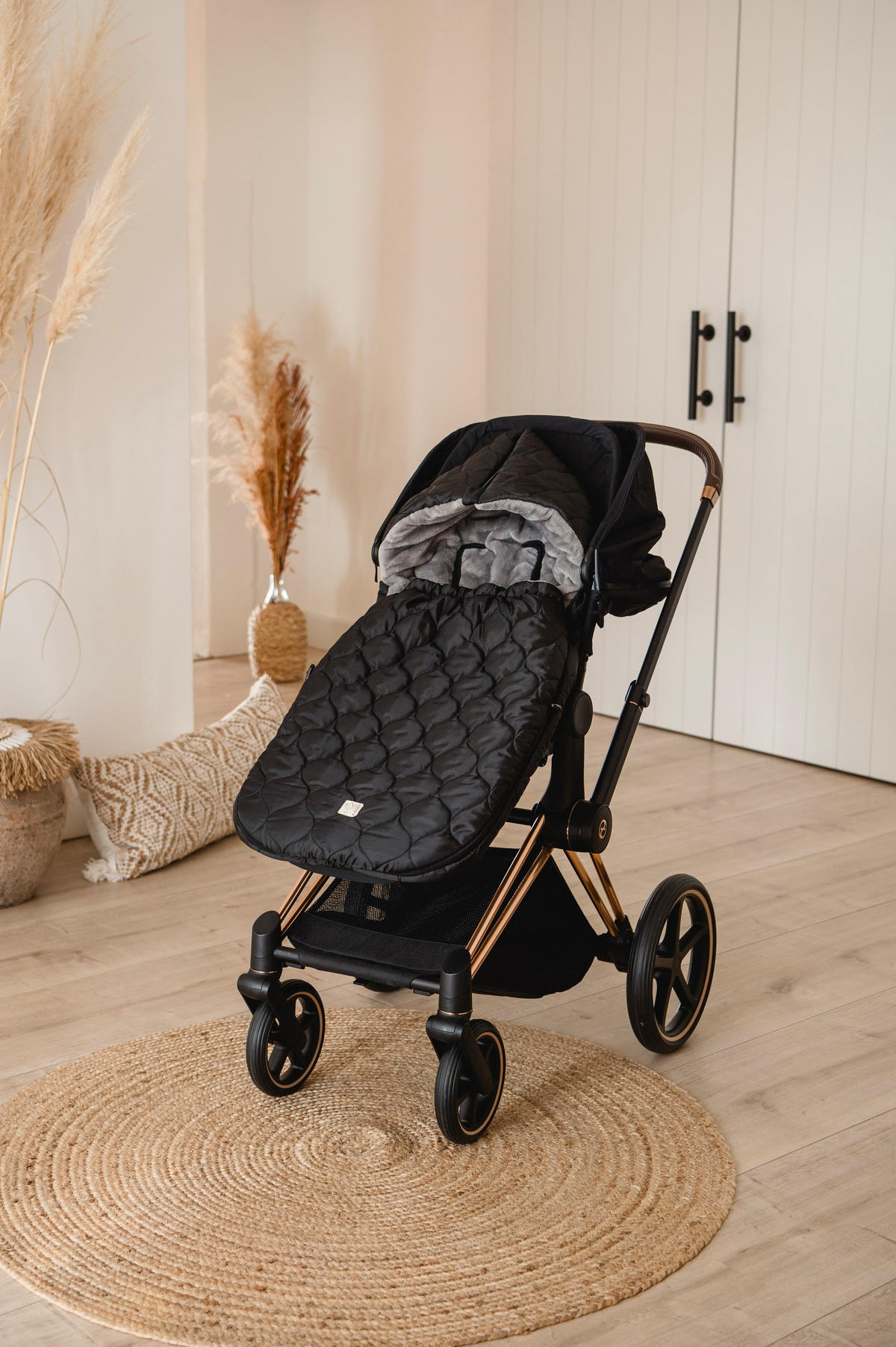 KINDERWAGEN-FUSSSACK Recy XL, black/greyblack/grey - Schwarz Hochglanz, Textil (44/7/95cm) - Kaiserbaby