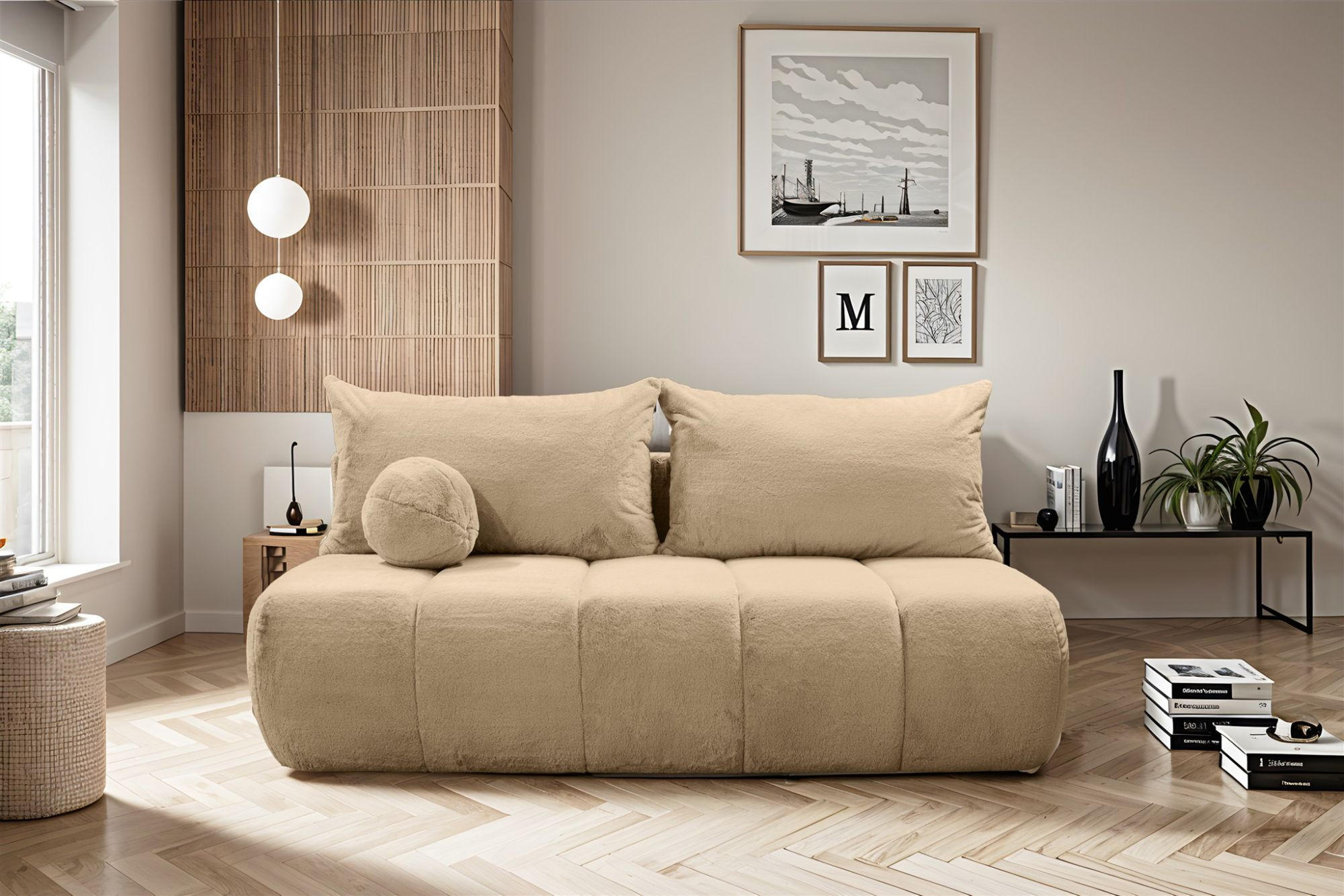 SCHLAFSOFA Anzia - Taupe, Holzwerkstoff/Textil (205/97/85cm) - Fun Möbel