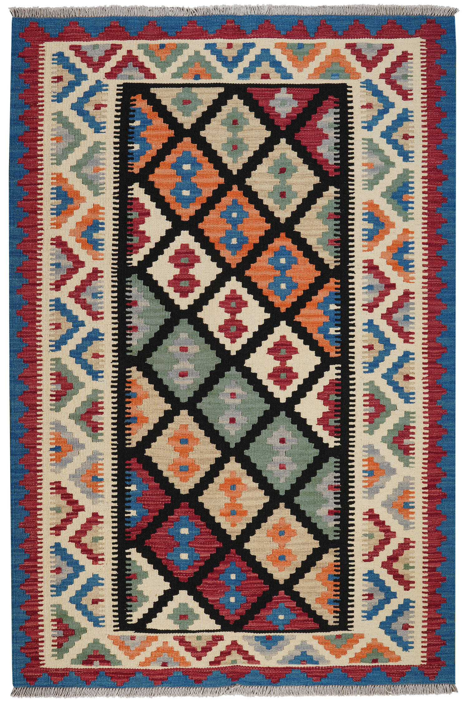 HANDWEBTEPPICH Kelim Gashgai Schwarz 189/125 cm - Schwarz, Textil (125/189cm) - Looma