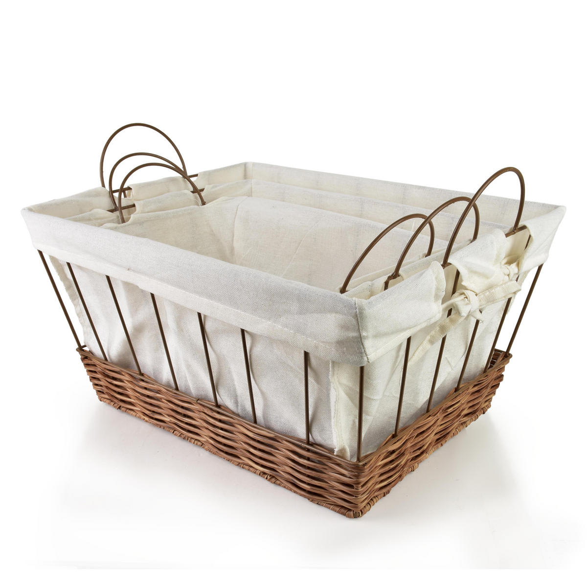 BROTKORB Will 3er Set Braun 40x30x20 cm Metall - Braun, Metall (30/20/40cm) - Mondex