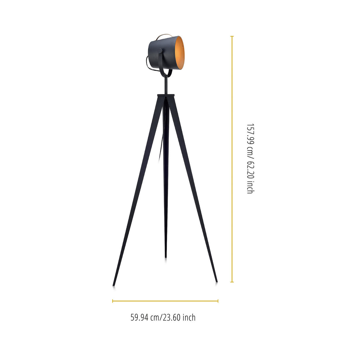 STEHLEUCHTE Schwarz - Schwarz, Metall (158/59.9/158cm) - Teamson Home