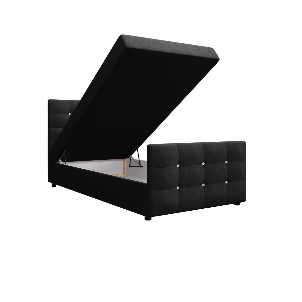 BOXBETT KLEO mini 100x200, mit Matratze H3 und Topper, Cosmic 100 - Schwarz, Holz/Kunststoff (100/200cm) - Bedante