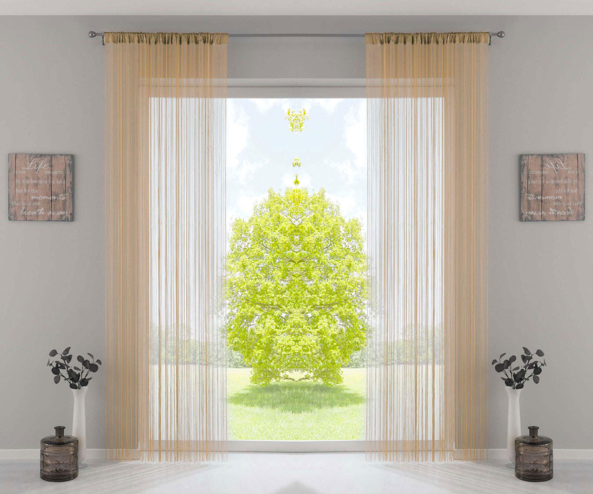 FADENGARDINE 2ER SET HxB 250x140 cm Sand - Sandfarben, Textil (140/250cm) - Gardinenbox