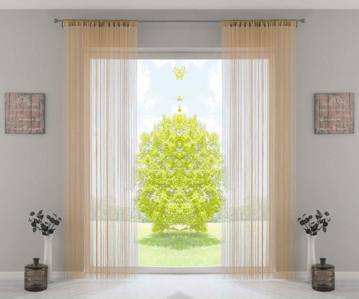 FADENGARDINE 2ER SET HxB 250x140 cm Sand - Sandfarben, Textil (140/250cm) - Gardinenbox