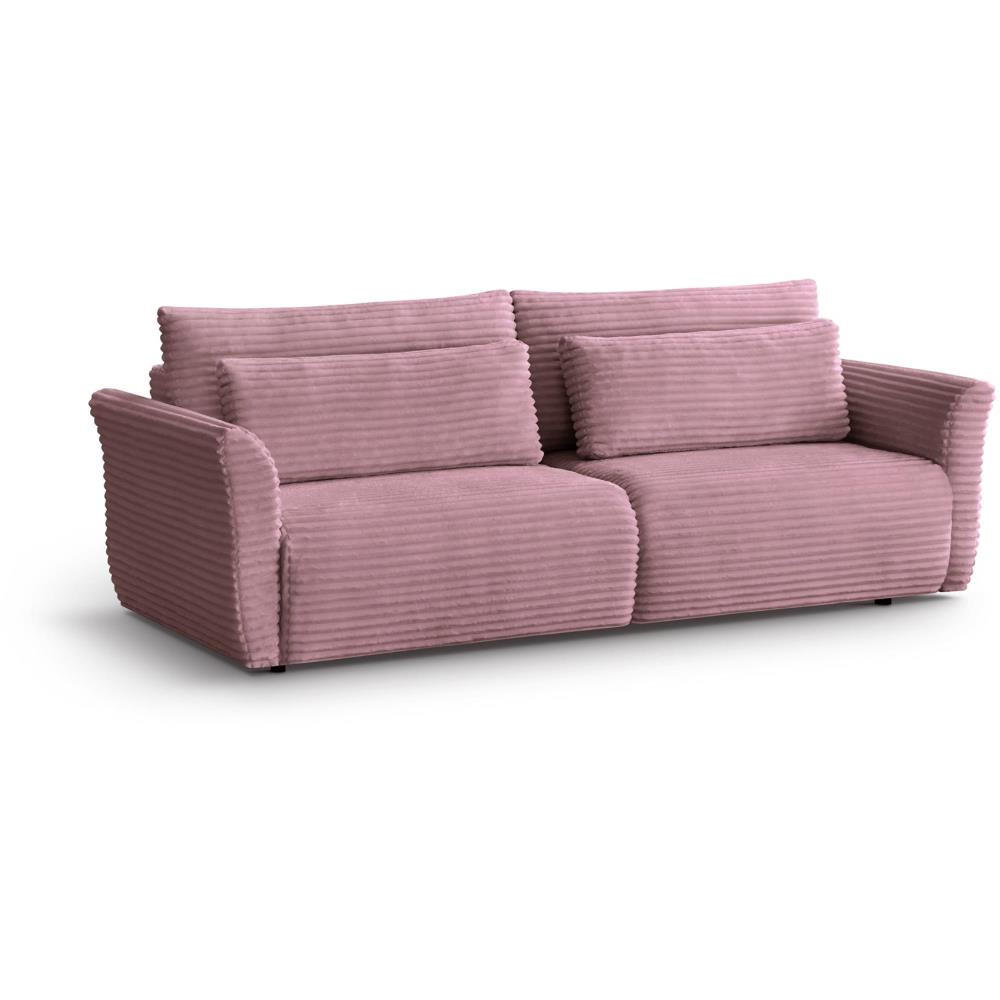 SCHLAFSOFA Samir 3-Sitzer rosa - Schwarz/Rosa, Kunststoff/Textil (240/92/108cm) - Beautysofa