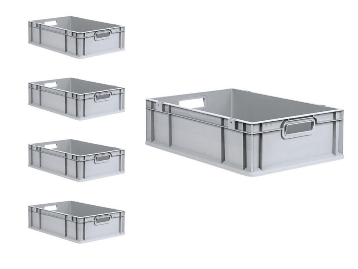 EUROBOX 5x Nextgen Economy Griffe Offen 17x40x60cm 34 Liter - Grau, Kunststoff (40/17/60cm) - PROREGAL