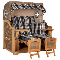 STRANDKORB XXL Düne Grande Teak Banana - Braun, Metall (142/170/95cm) - Mr. Deko