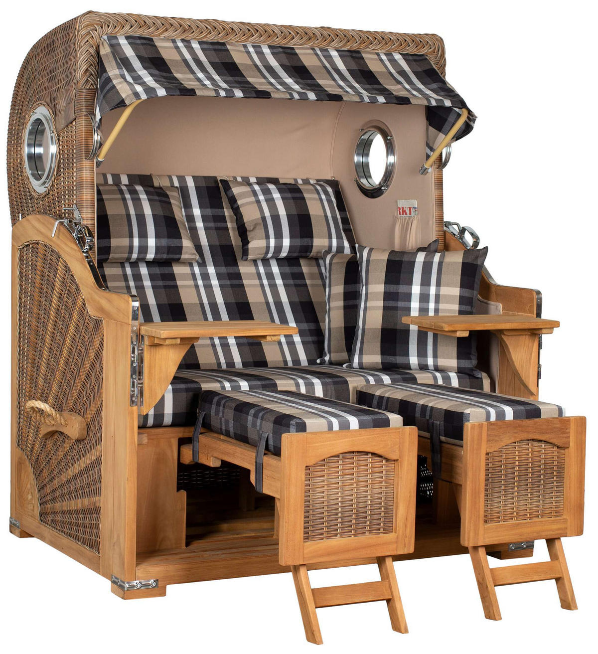 STRANDKORB XXL Düne Grande Teak Banana - Braun, Metall (142/170/95cm) - Mr. Deko