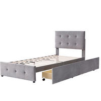 POLSTERBETT 90/200 cm Grau aus Samt mit Schublade und Lattenrost - Grau, Textil (90/200cm) - OKMYHOME