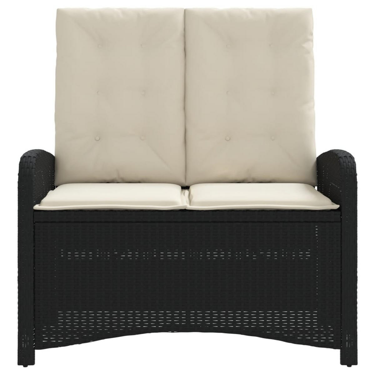 GARTENBANK Verstellbar mit Kissen Schwarz Poly Rattan - Schwarz, Kunststoff (105/93/59cm) - furnicato