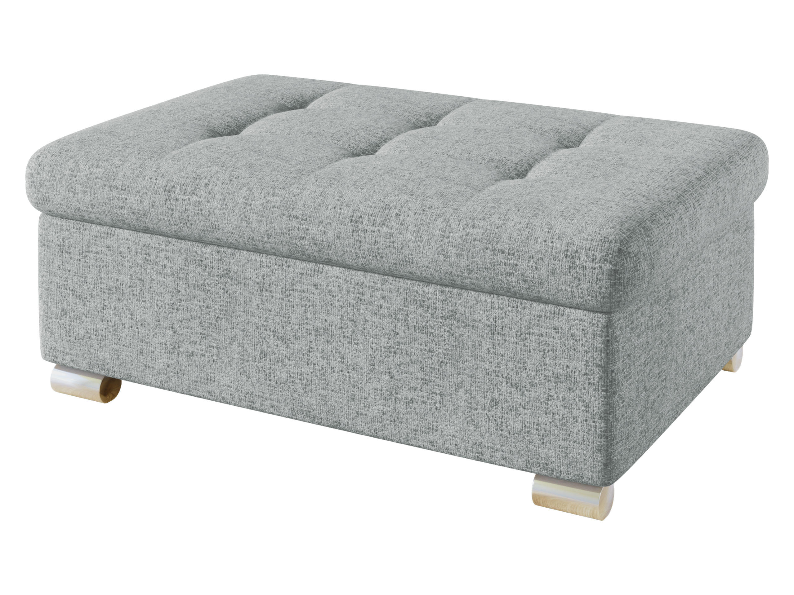 POLSTERHOCKER Niko Groß - Silberfarben/Hellgrau, Holz/Textil (96/41/70cm) - MIRJAN24