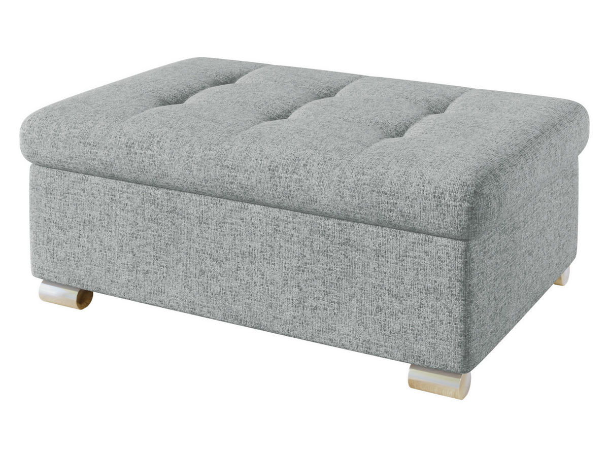 POLSTERHOCKER Niko Groß - Silberfarben/Hellgrau, Holz/Textil (96/41/70cm) - MIRJAN24