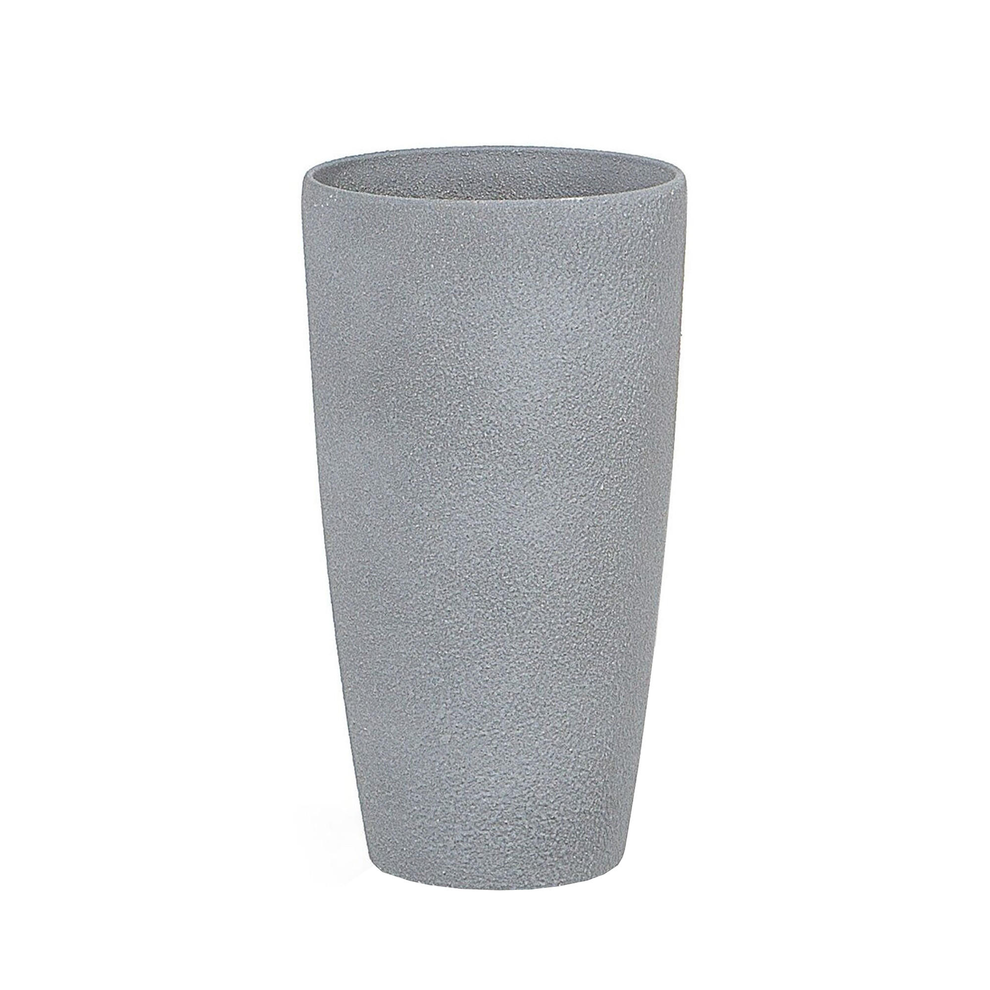 BLUMENKÜBEL 2er-Set grau rund 23/23/42 cm Abdera - Grau, Stein (42cm) - Beliani