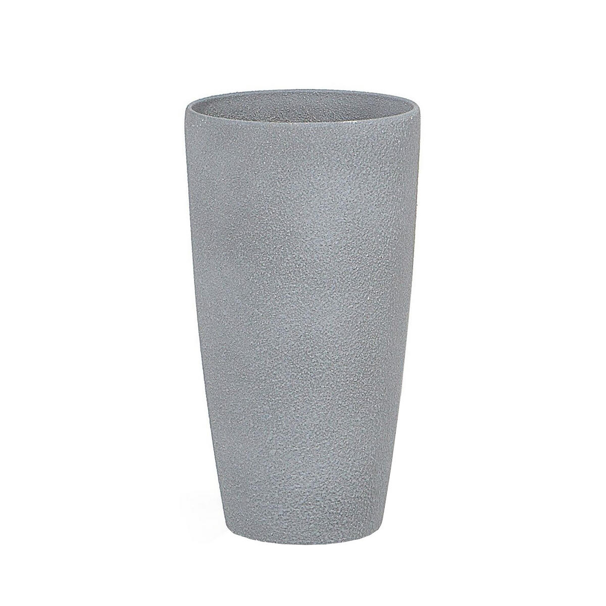 BLUMENKÜBEL 2er-Set grau rund 23/23/42 cm Abdera - Grau, Stein (42cm) - Beliani