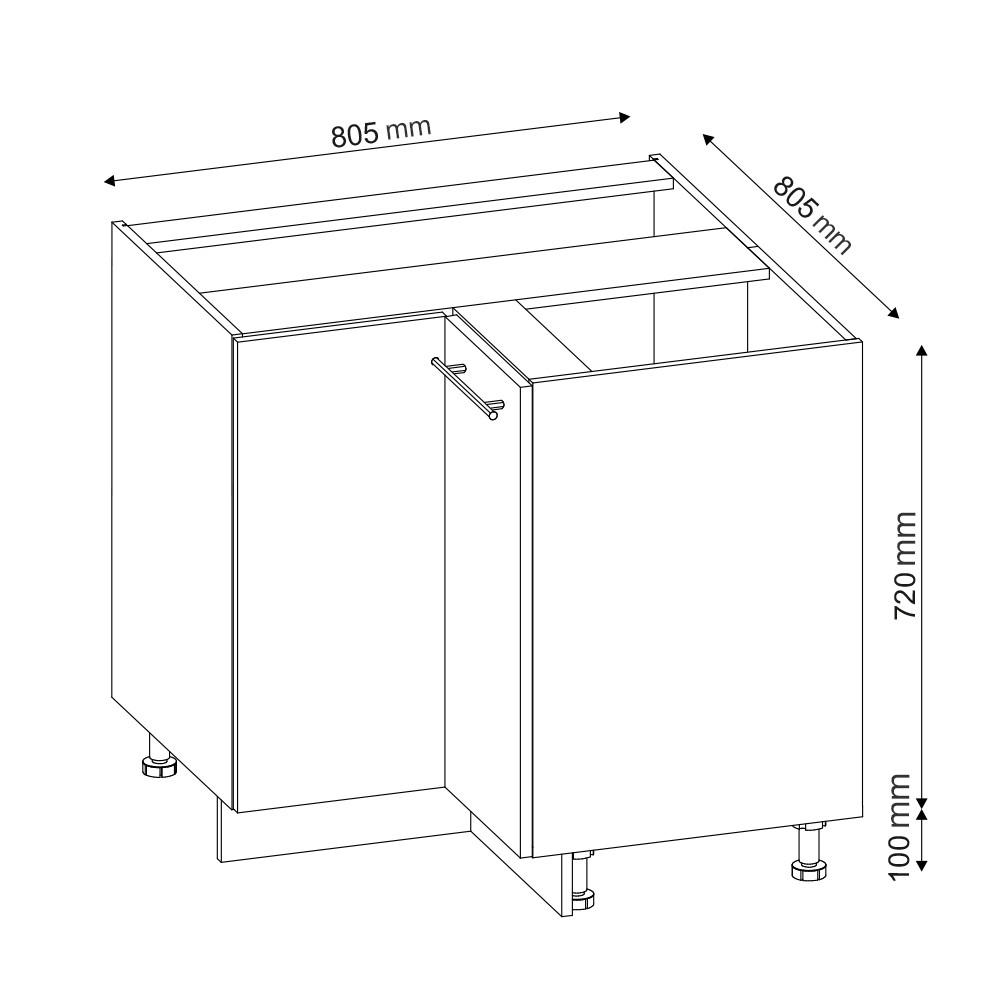 ECKUNTERSCHRANK Fame-Line Anthrazit Landhaus 80.5 cm, AP Marmor - Dunkelgrau/Anthrazit, Holzwerkstoff (80.5/82/60cm) - Vicco