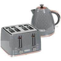 WASSERKOCHER-TOASTER Set 1,7L 4 Scheiben Toaster Kunststoff Grau - Grau, Kunststoff (19.5/23.4/24.2cm) - Rolipo