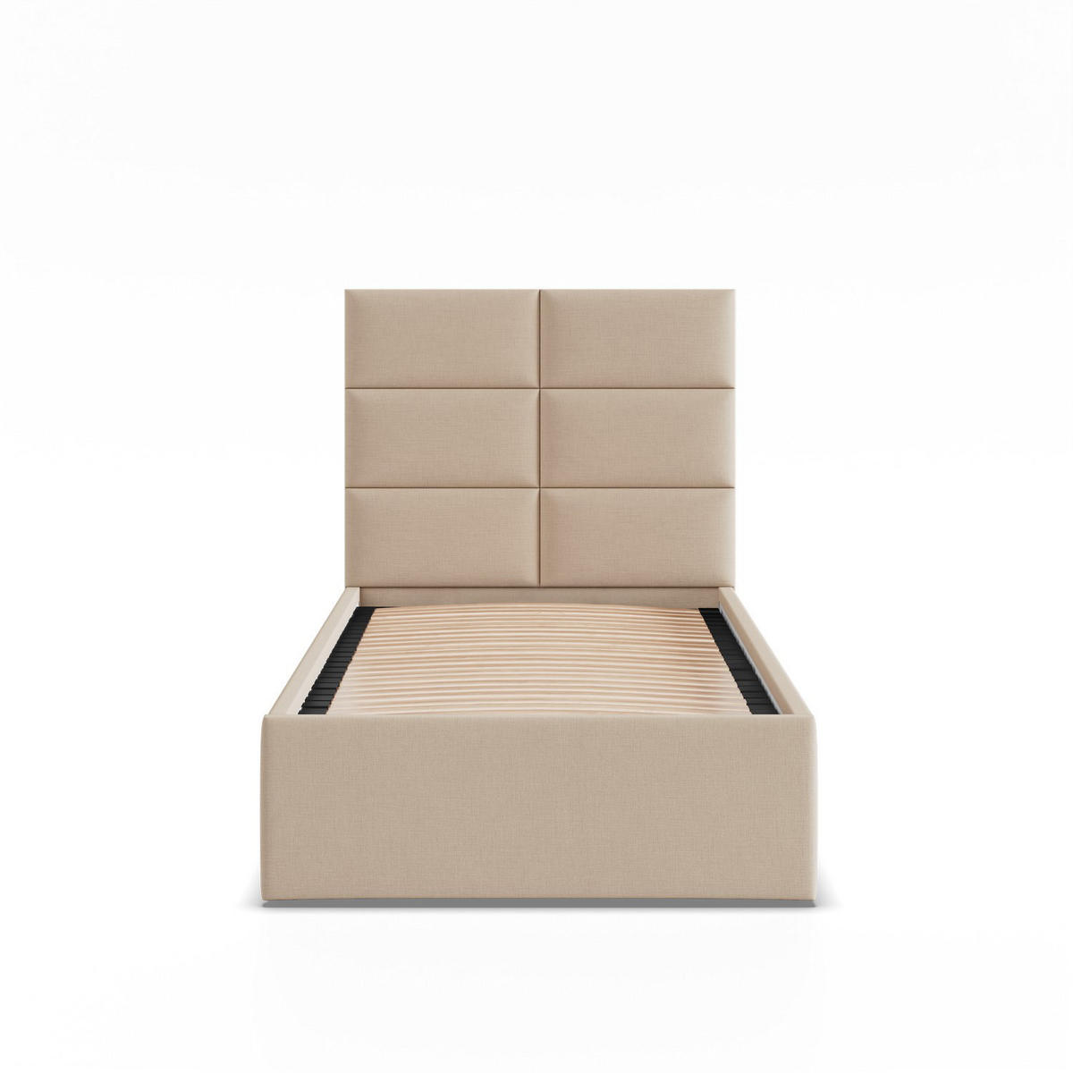 POLSTERBETT MIT KOPFTEIL 90x200 ohne Bettkasten YORK, Beige - Beige, Textil (90/200cm) - Mebligo