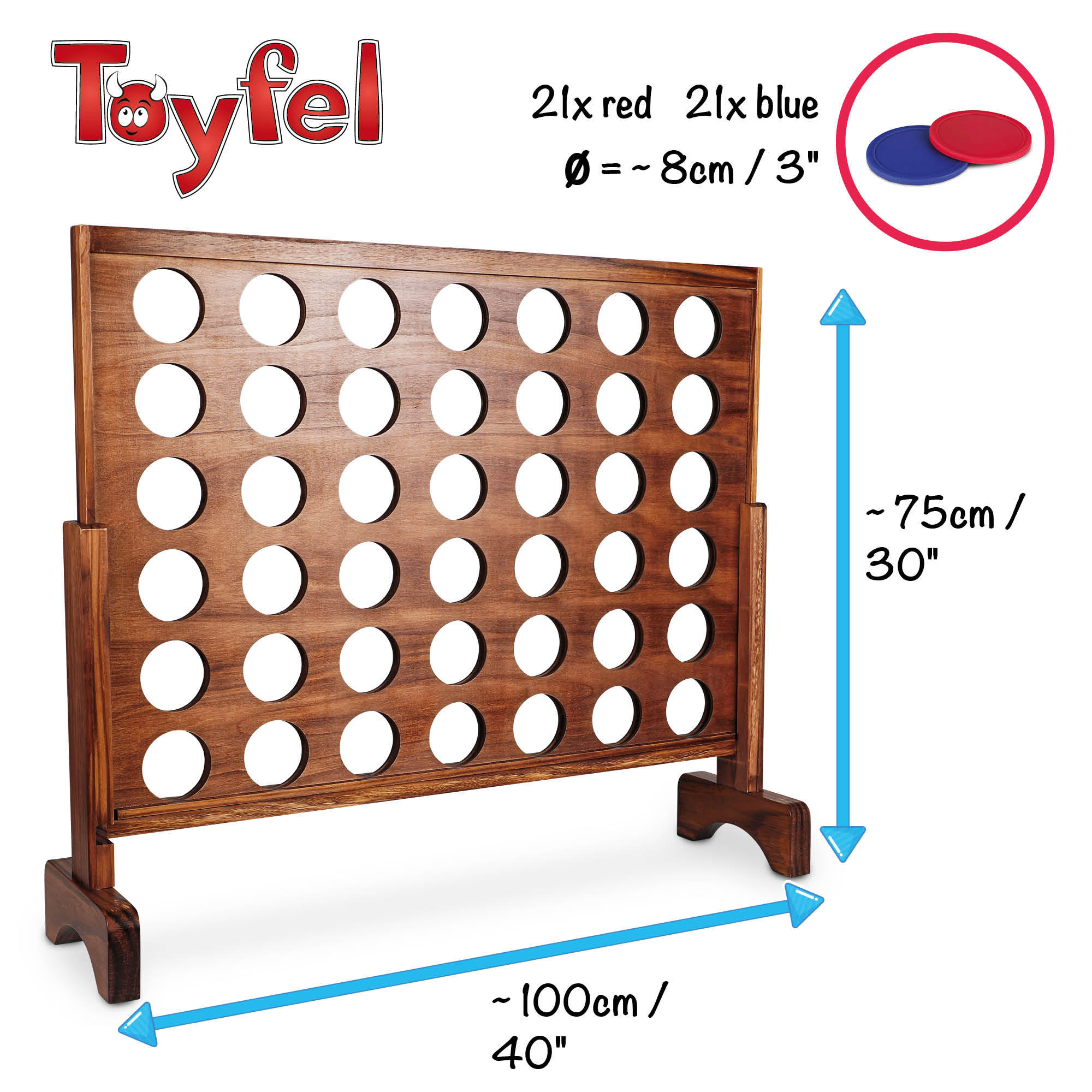 GESELLSCHAFTSSPIEL Ace 4 Gewinnt - Dunkelbraun, Holz (100/13cm) - Toyfel