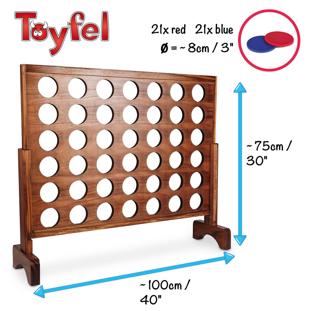 GESELLSCHAFTSSPIEL Ace 4 Gewinnt - Dunkelbraun, Holz (100/13cm) - Toyfel