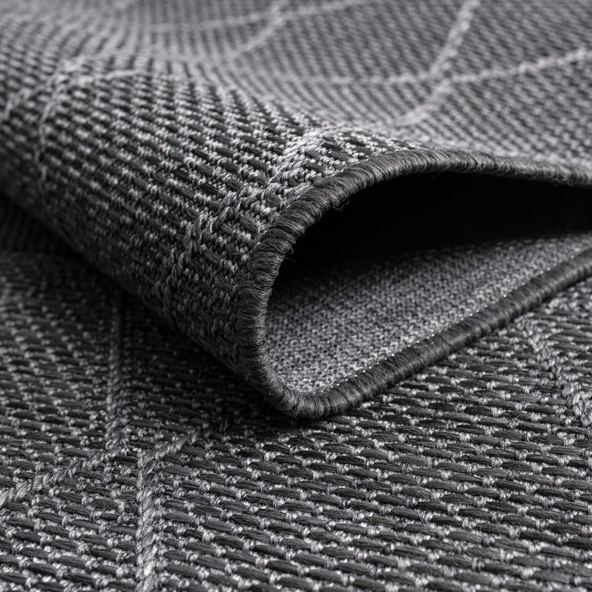 FLACHWEBTEPPICH, mit Rautenmuster, aus Polypropylen, Anthrazit, 300 x 400 cm - Anthrazit, Textil (300/400cm) - KADIMA DESIGN