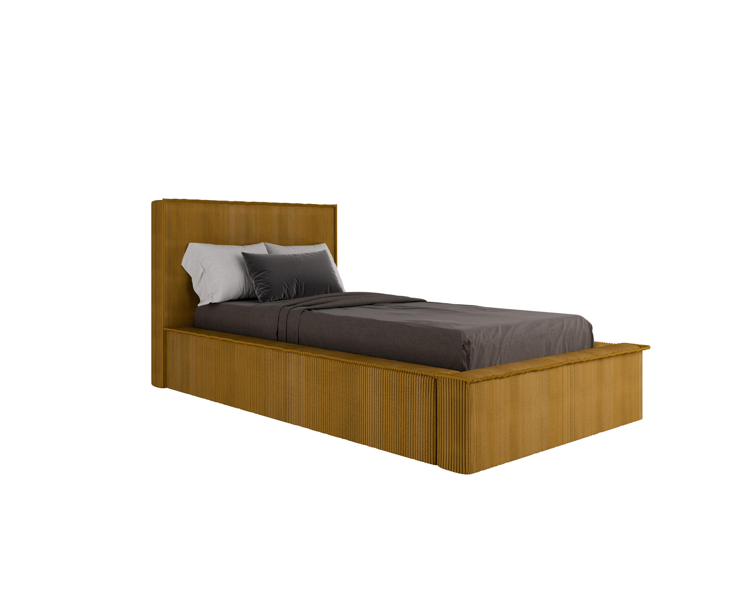 POLSTERBETT SANA 90x200cm Elegantes Polsterbett für modernen Wohnstil , ohne matratze, Currygelb - Currygelb, Holz (90/200cm) - Homesy