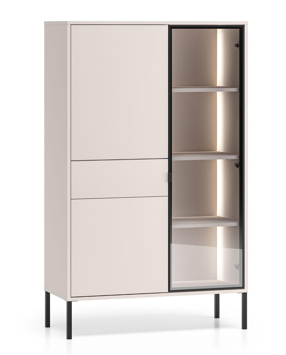 VITRINE Barnee Kaschmir 92 / 40 / 150cm - Kaschmir/Beige, Holz/Holzwerkstoff (92/150/40cm) - Feldmann-Wohnen