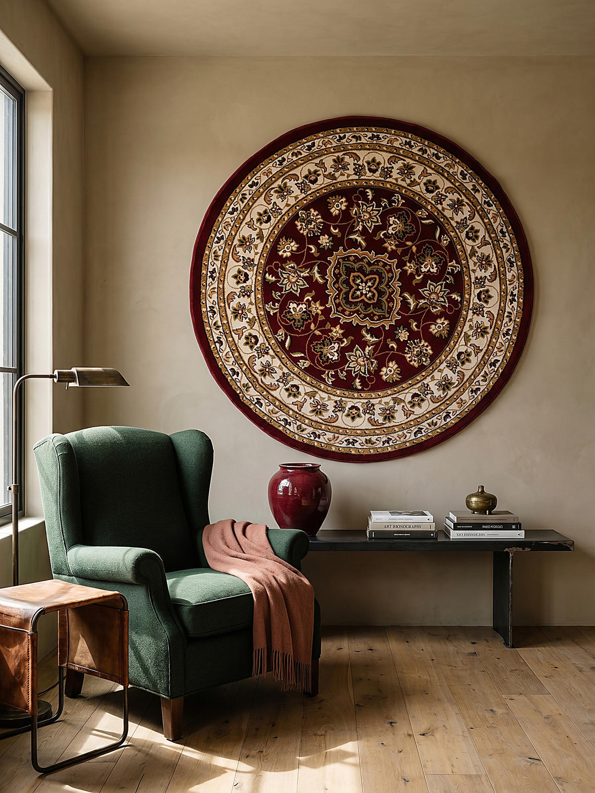 TEPPICH Traditionell-Floral-Design GLAZERT, Rot 133x133 cm - Rot, Textil (133/133cm) - KADIMA DESIGN