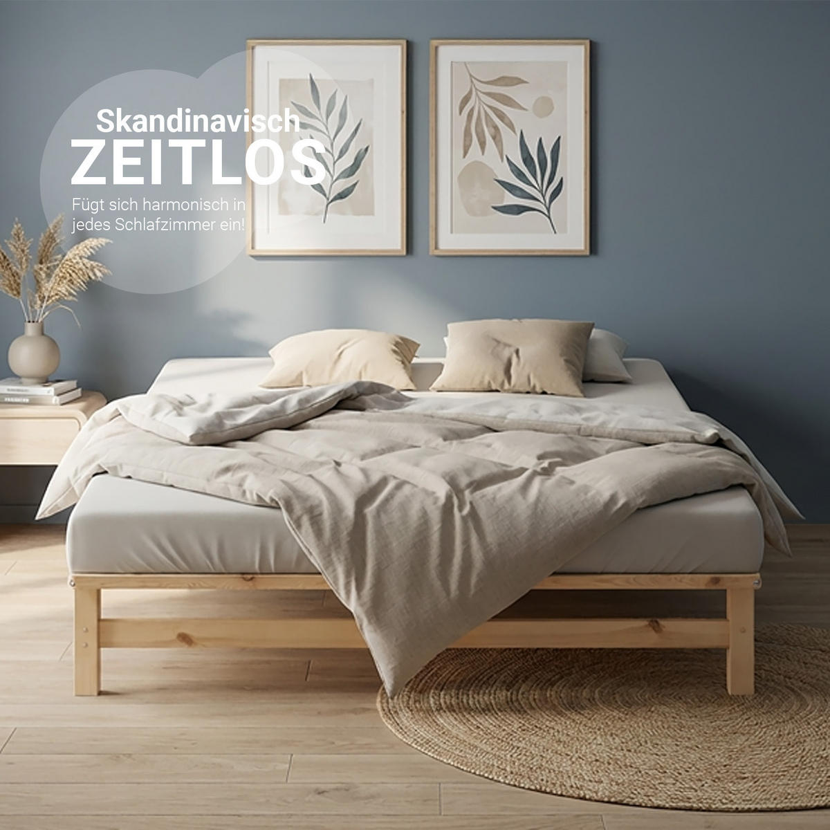 HOLZBETT mit Matratze 160/200 cm natur - Naturfarben, Holz (160/200cm) - Homestyle4u