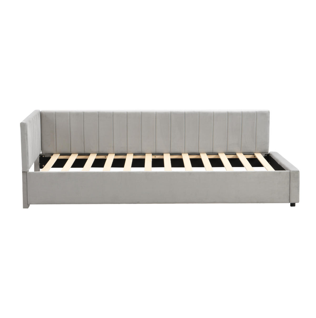 POLSTERBETT 90/200 cm Grau aus Samt mit Lattenrost und Tagesbettfunktion - Grau, Leder (90/200cm) - Flora Grace